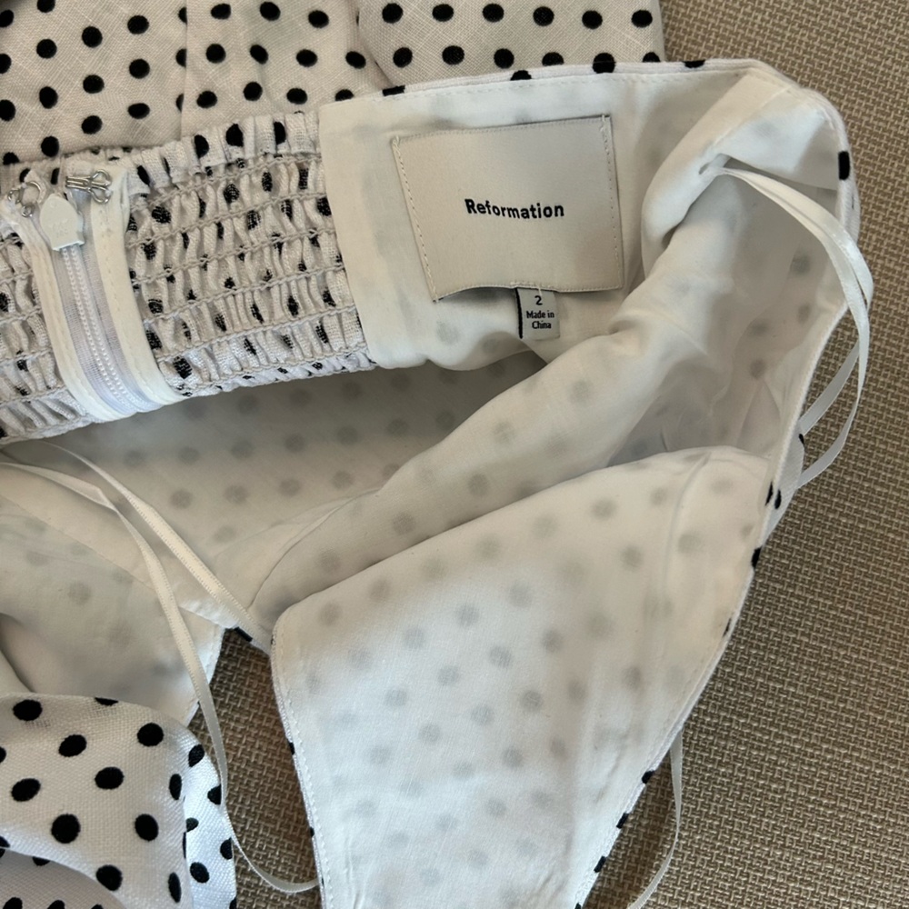 BEST Reformation Delilah Linen Maxi Dress Eclipse Dot Polka Dot Vacation Halter - Picture 8 of 11